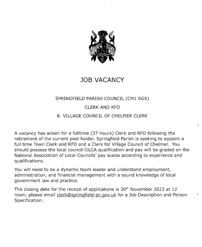 Job Vacancies for clerk to the council