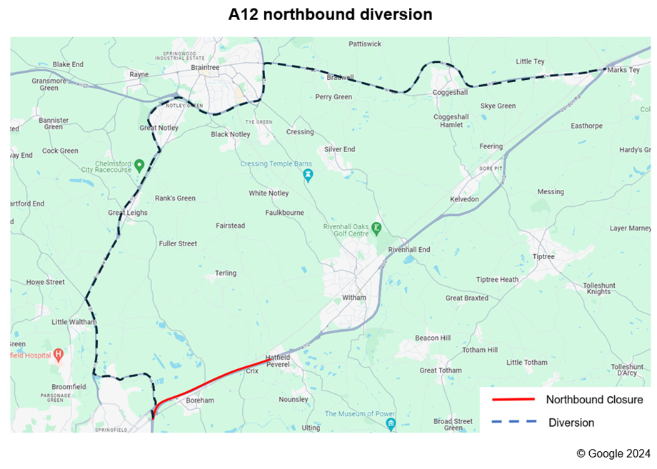 : Important roadwork information: A12 northbound junctions 19 to 20a – patch resurfacing